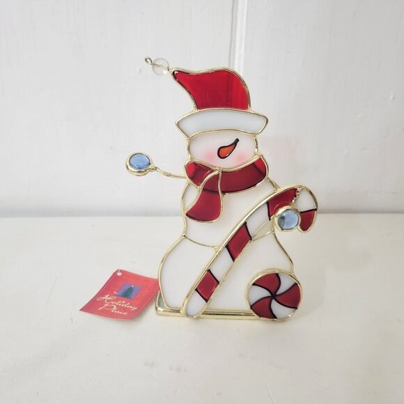 Stained Glass Tealight Holders Snowman and Christmas Tree NWT - Picture 4 of 6